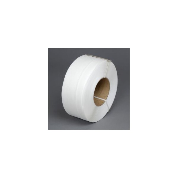 Machine Grade Strapping 1/2W x 9900L x 0.024 Thick 8 x 8 Core White